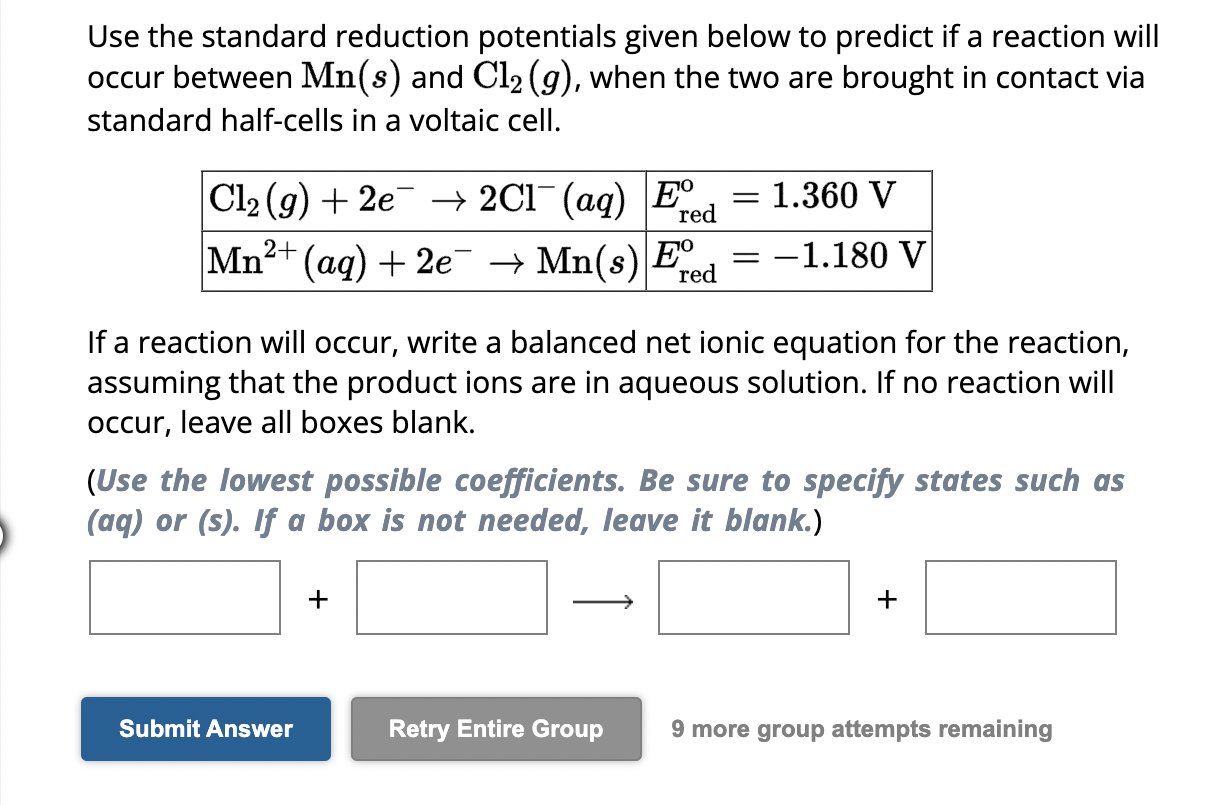 Solved Use The Standard Reduction Potentials Given Below To | Chegg.com