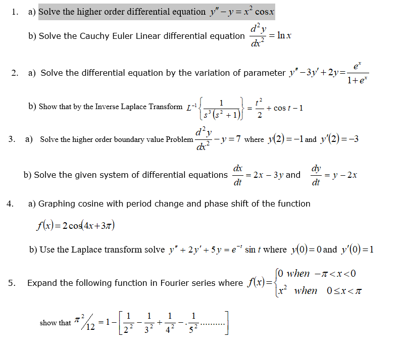 Solved 1. a) Solve the higher order differential equation y