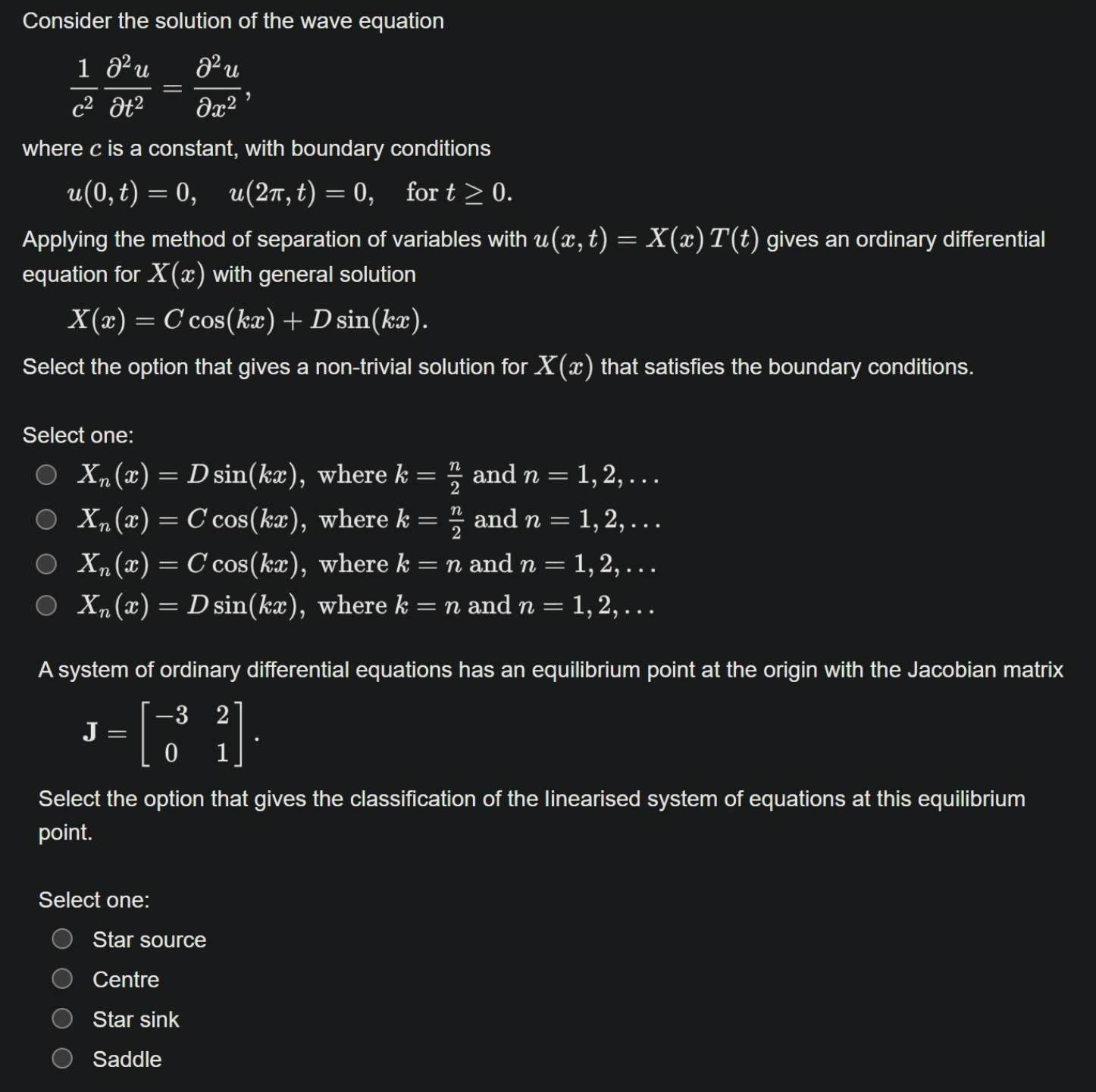 Solved Consider the solution of the wave equation | Chegg.com