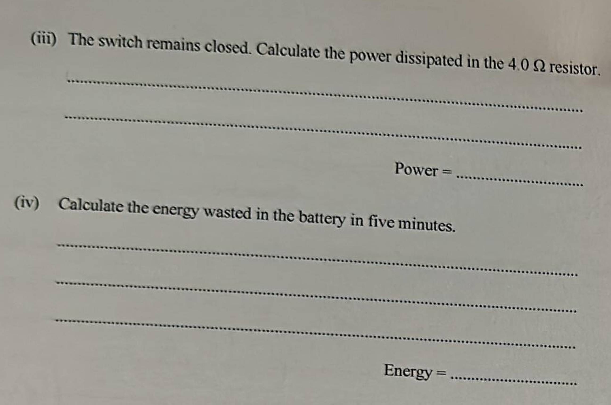 (a) ﻿Define the e.m.f. ﻿of a battery.(iii) ﻿The