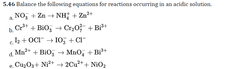 Solved 5.42 For the following reactions, identify the | Chegg.com