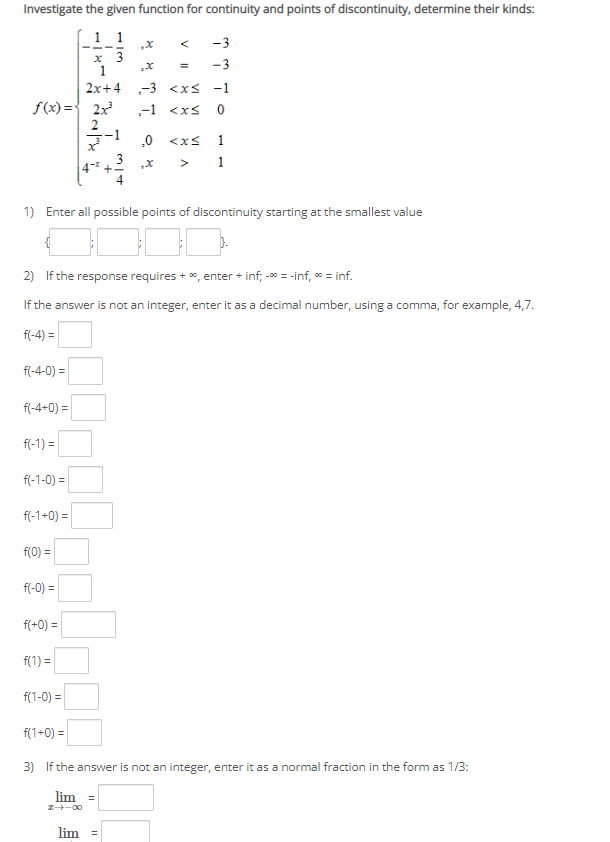 Solved Investigate the given function for continuity and | Chegg.com