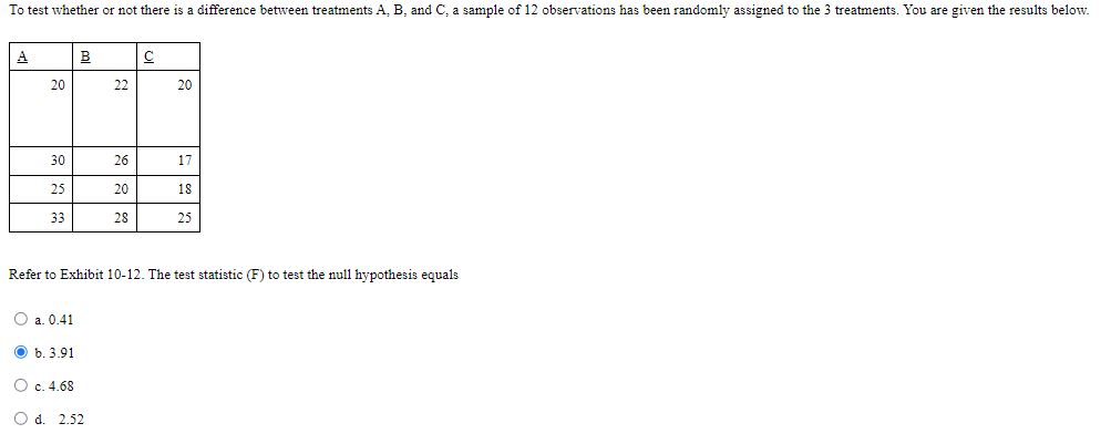 Solved To test whether or not there is a difference between | Chegg.com