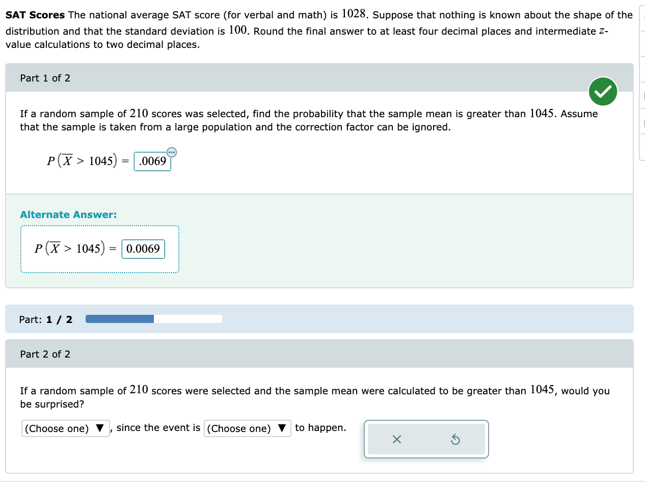 Solved SAT Scores The national average SAT score (for verbal