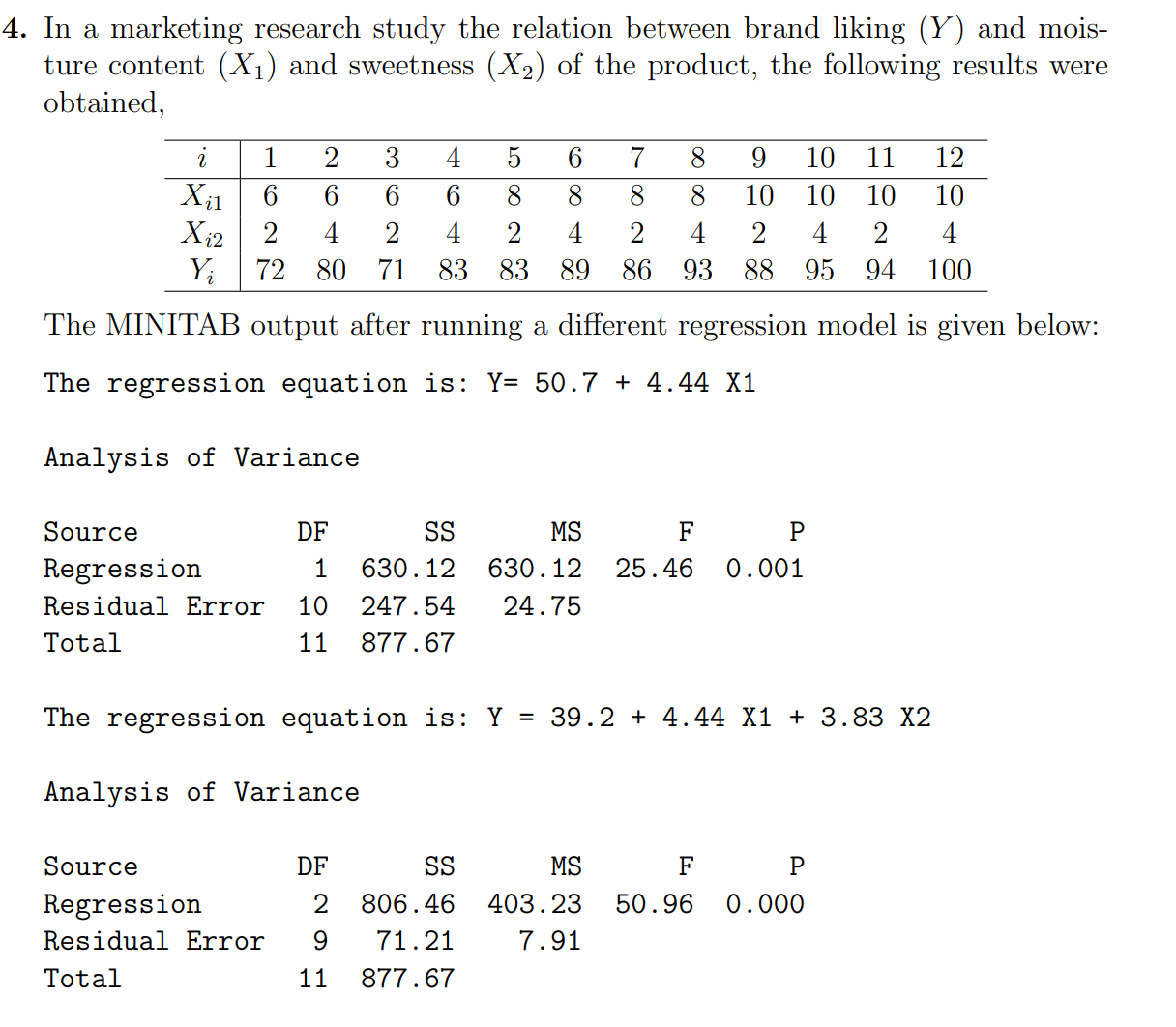 First Order Linear Regression Model