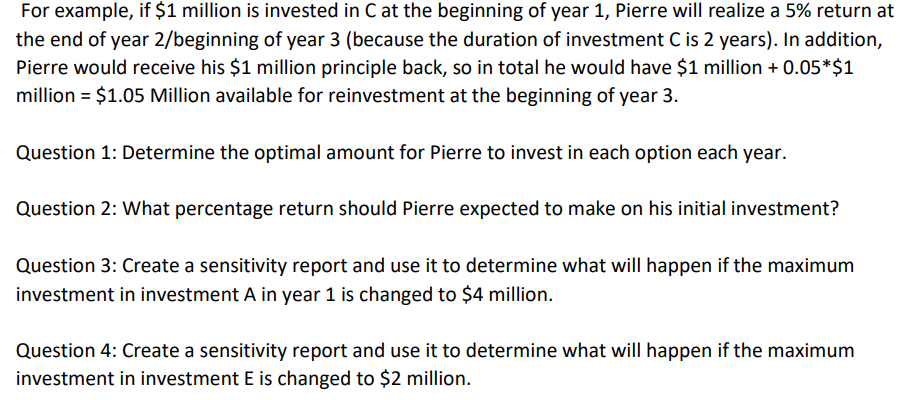 Solved The returns from the investments are shown below. | Chegg.com
