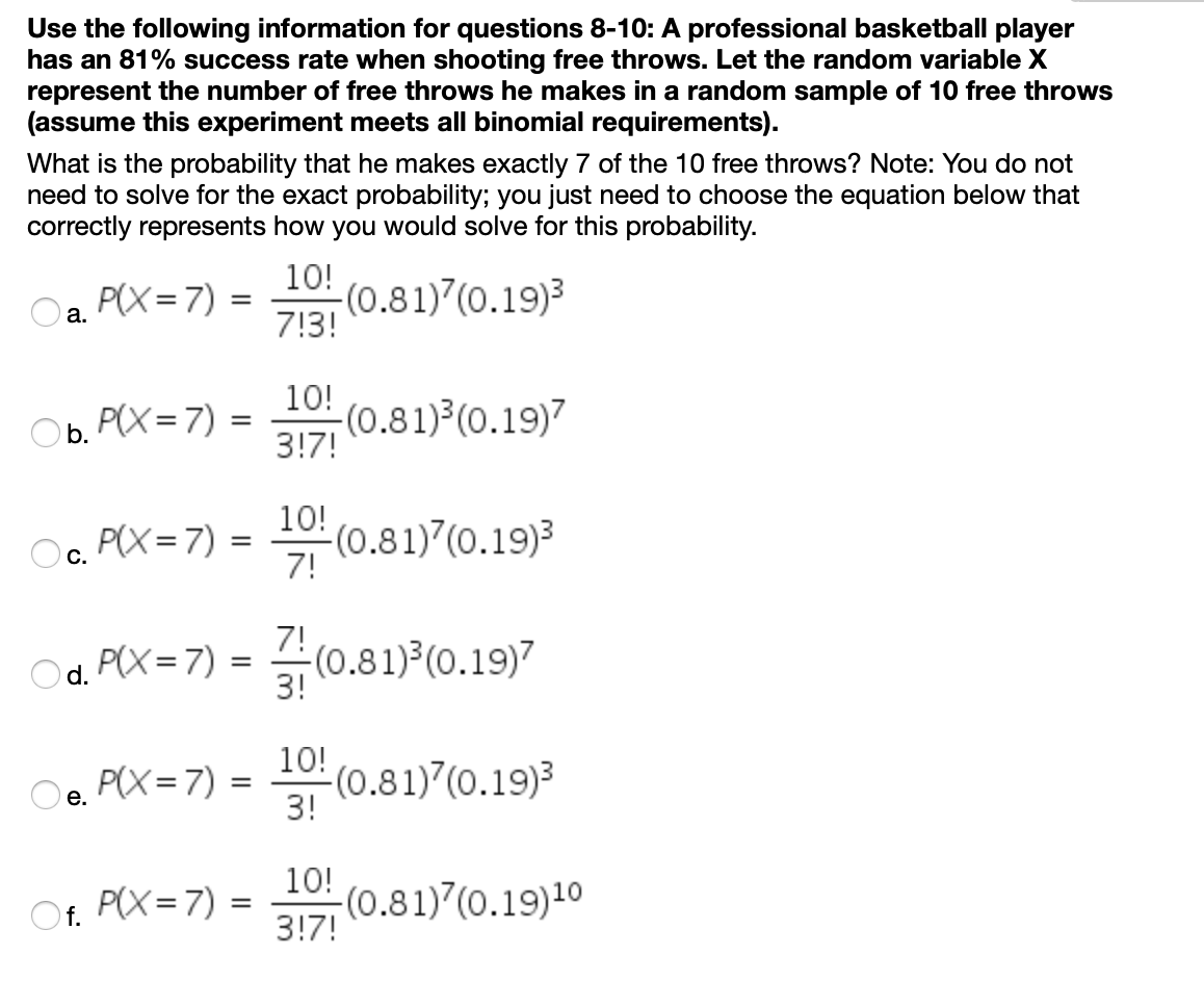 Solved Use the following information for questions 810 A