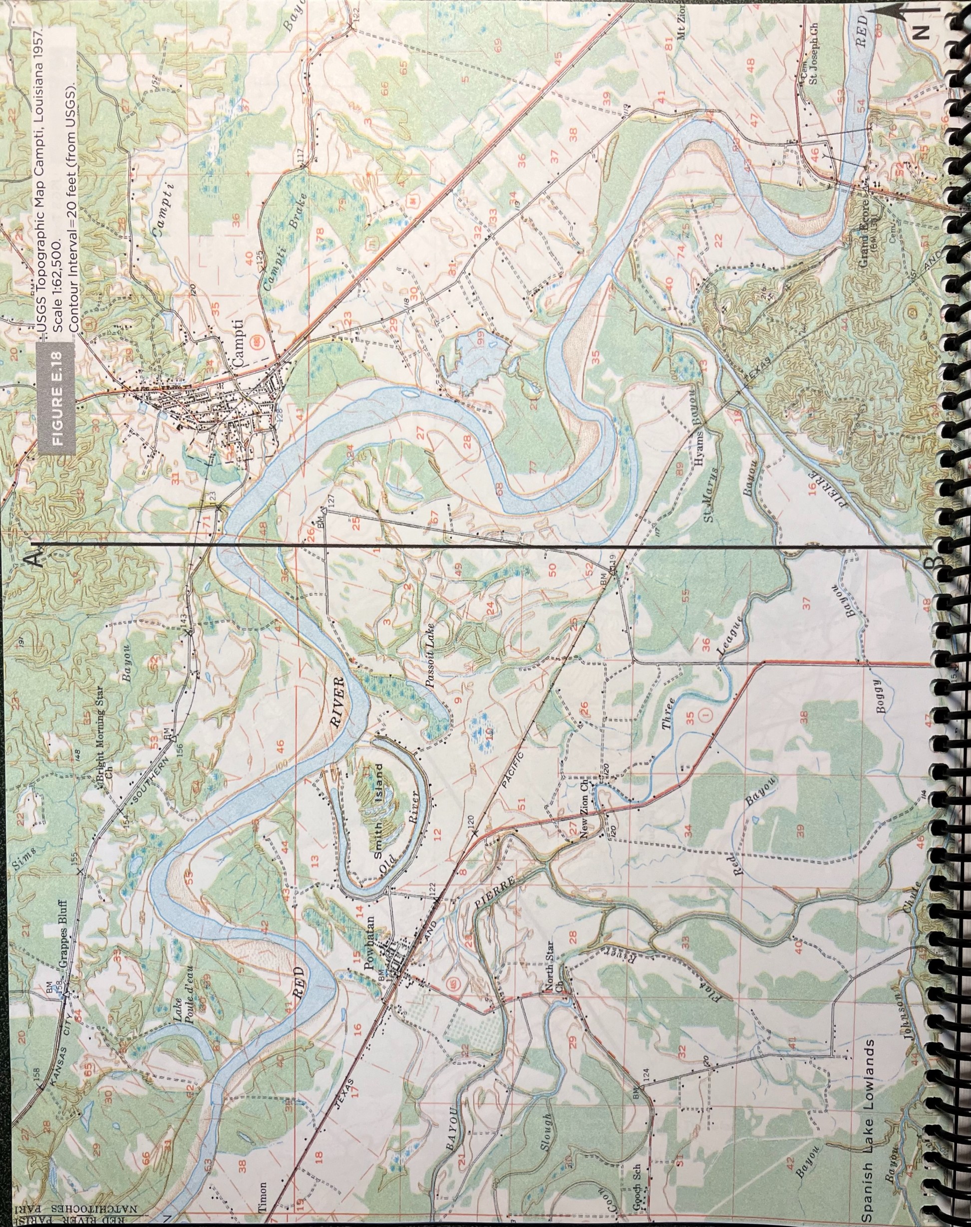 Use the map of Campti, Louisiana, (Appendix E, Figure