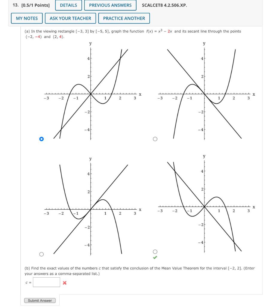 Solved 13. [0.5/1Points] DETAILS PREVIOUS ANSWERS SCALCET8 | Chegg.com