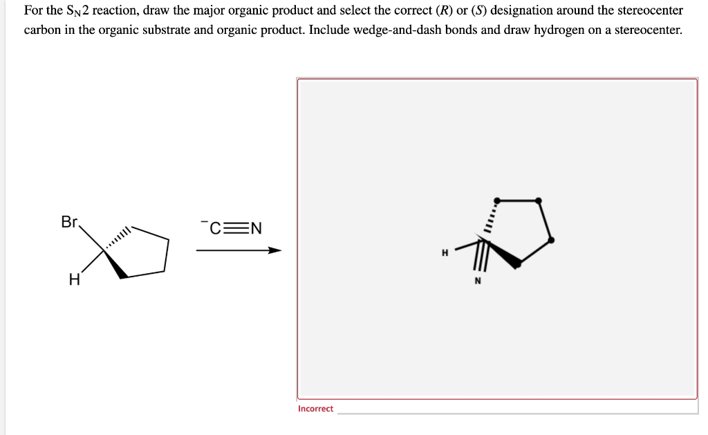 Solved For the Sy2 reaction, draw the major organic product | Chegg.com