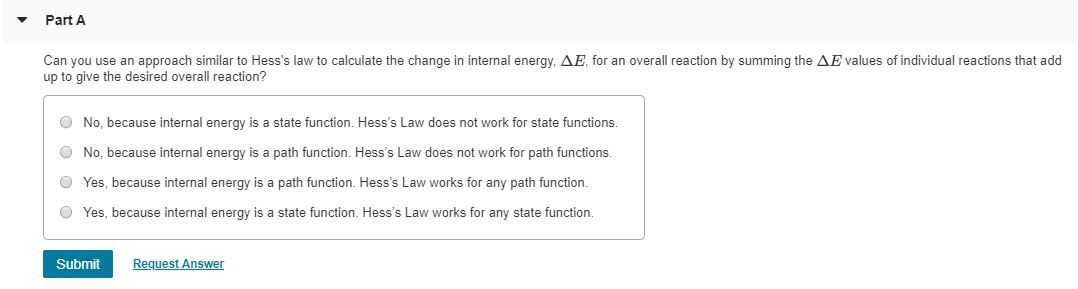 Solved Part A Can you use an approach similar to Hess's law | Chegg.com