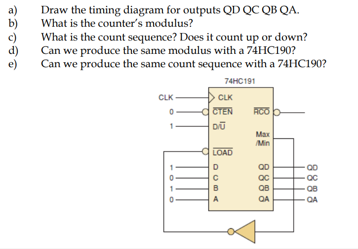 A Draw The Timing Diagram For Outputs Qd Qc Qb Qa 3348