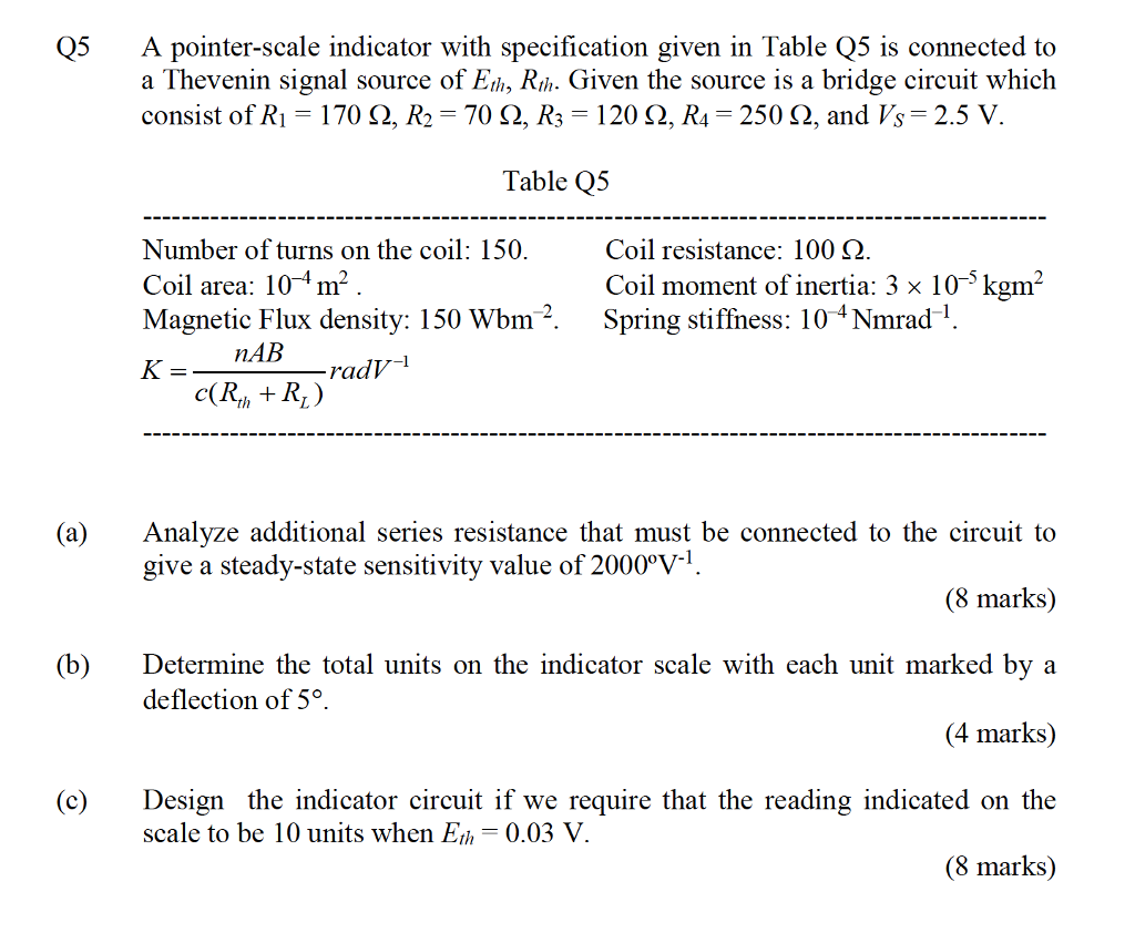 Q5A pointer-scale indicator with specification given | Chegg.com