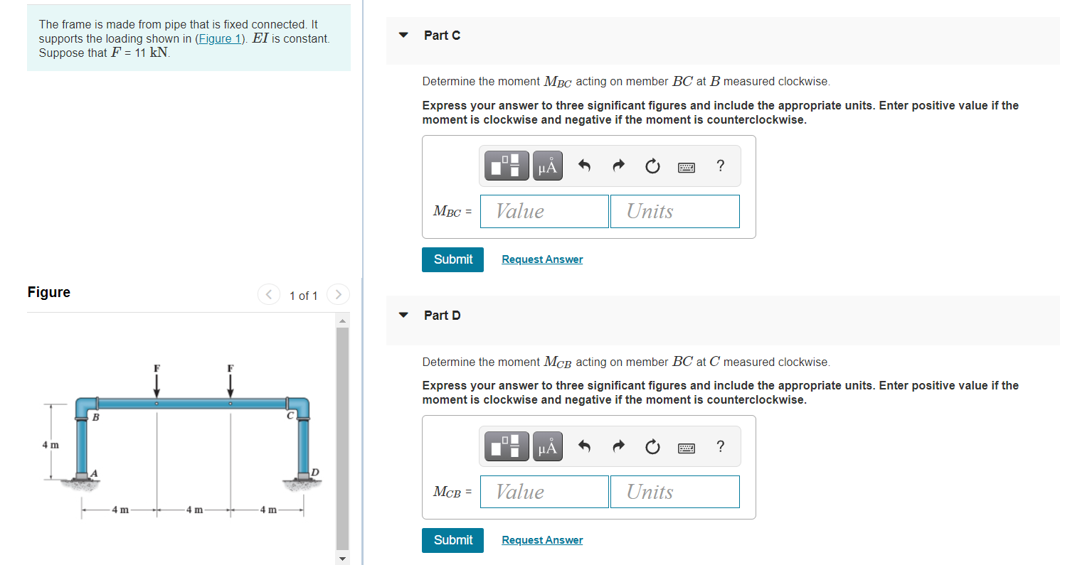 Solved Part A The frame is made from pipe that is fixed | Chegg.com