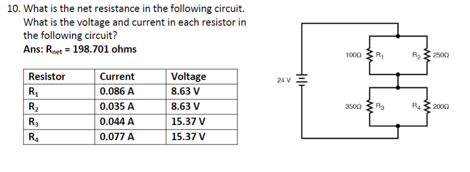 Solved The answers for current and voltage are listed in the | Chegg.com