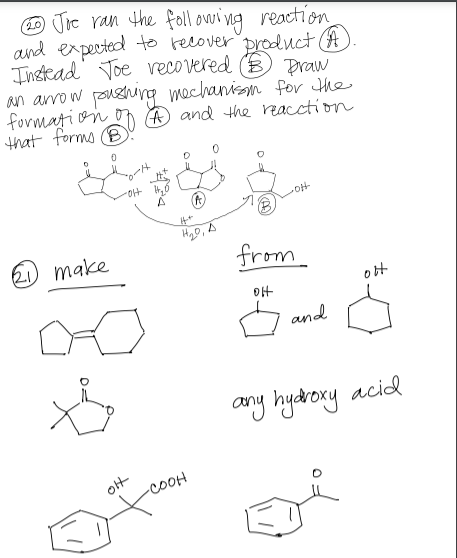 Solved 20 © Joc ran the following reaction and expected to | Chegg.com