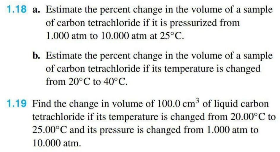 Solved 1.18 a. Estimate the percent change in the volume of | Chegg.com