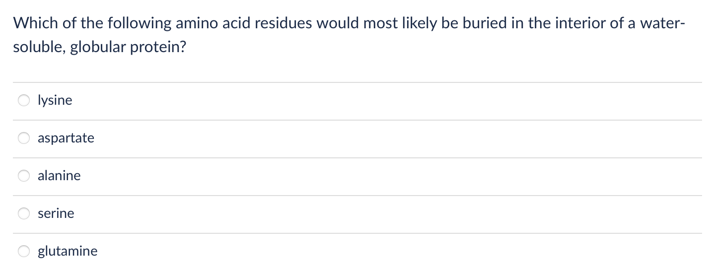 Solved Which of the following amino acid residues would most | Chegg.com
