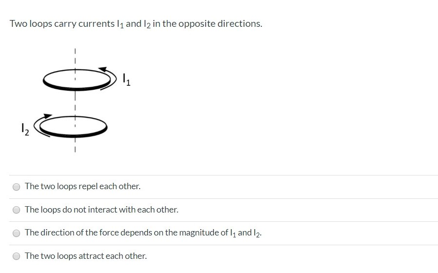 Solved Two loops carry currents 11 and 12 in the opposite | Chegg.com