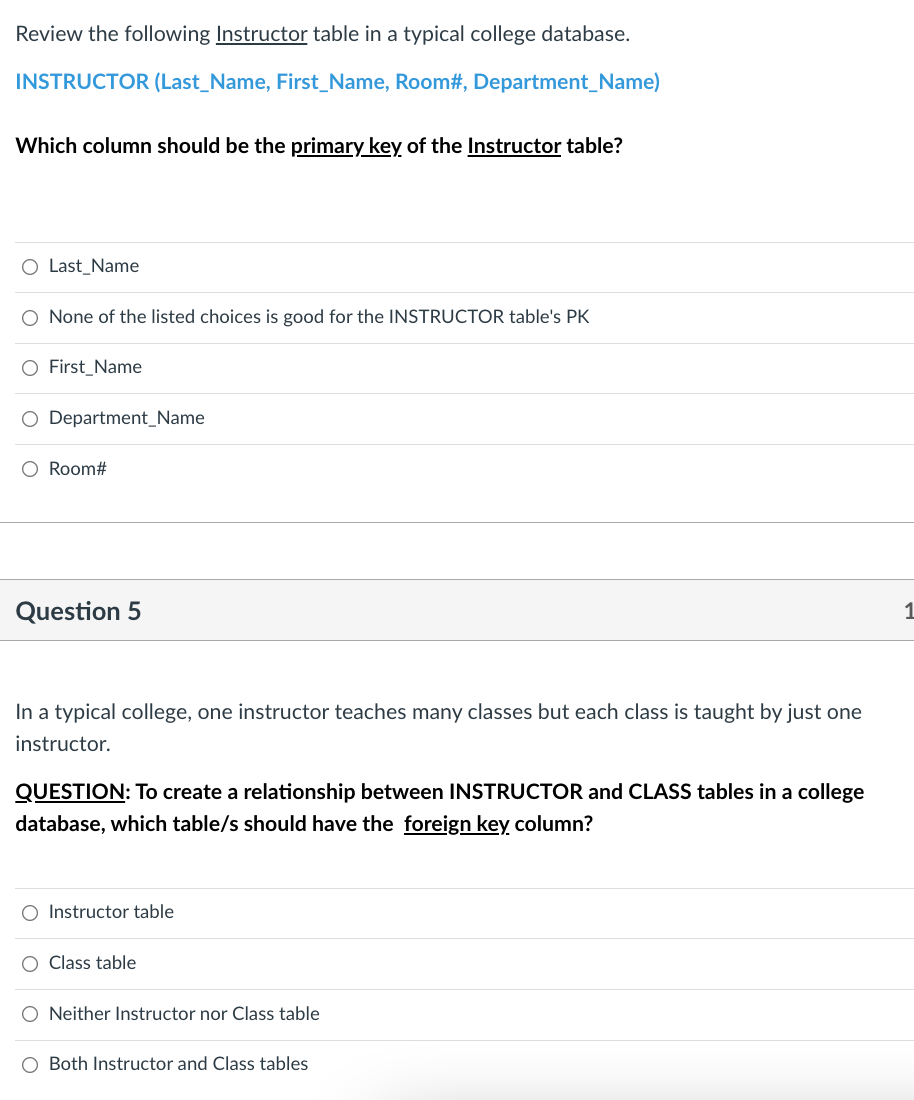 Solved Review the following Instructor table in a typical | Chegg.com
