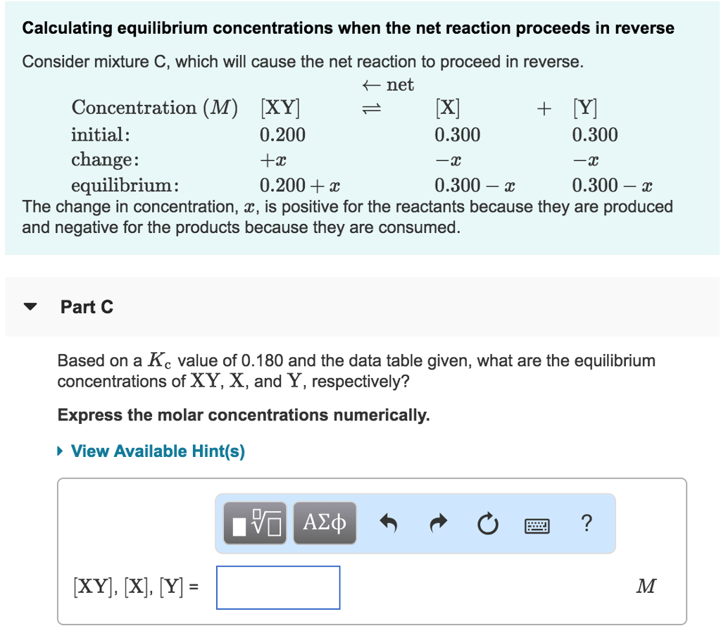 Solved Calculating Equilibrium Concentrations When The Net | Chegg.com