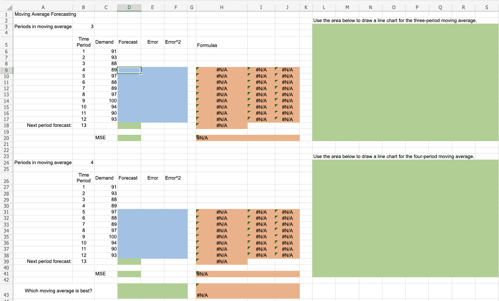 Solved Excel Online Activity: Moving Average A retail store | Chegg.com