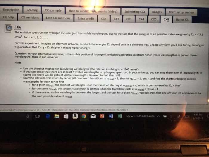 Solved The emission spectrum for hydrogen includes just four