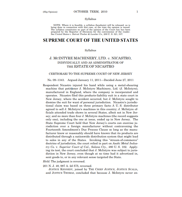 (Slip Opinion) OCTOBER TERM, 2010 1 Syllabus NOTE