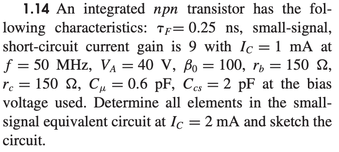 Solved 1.14 An integrated npn transistor has the following | Chegg.com