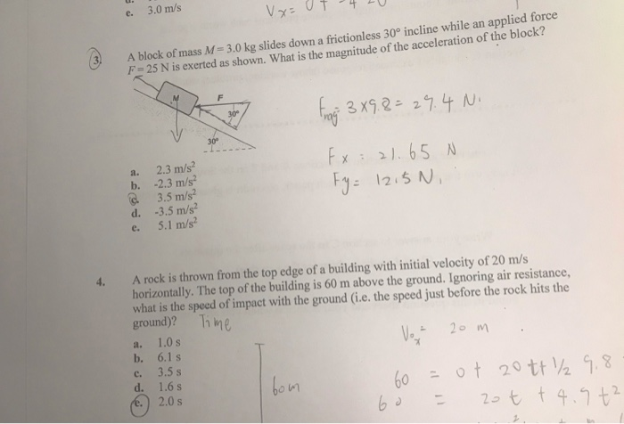 Solved e. 3.0 m/s Vevo UT4U A block of mass M= 3.0 kg slides | Chegg.com