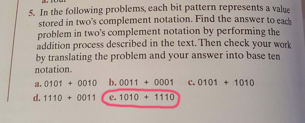 Solved 5. In the following problems, each bit pattern | Chegg.com