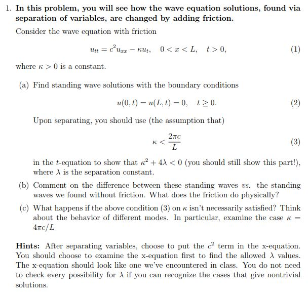 1. In this problem, you will see how the wave | Chegg.com