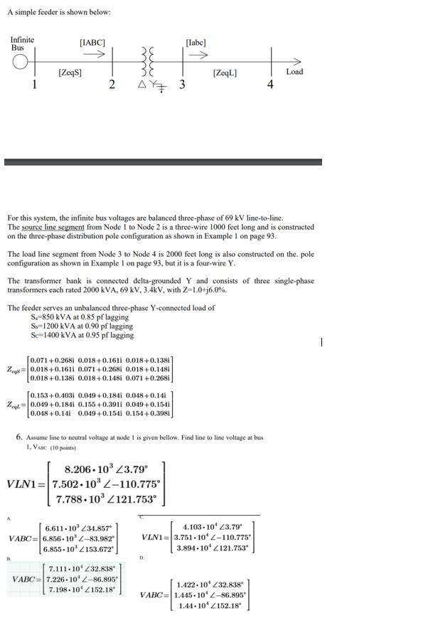 A Simple Feeder Is Shown Below Infinite Bus Tabc Chegg Com