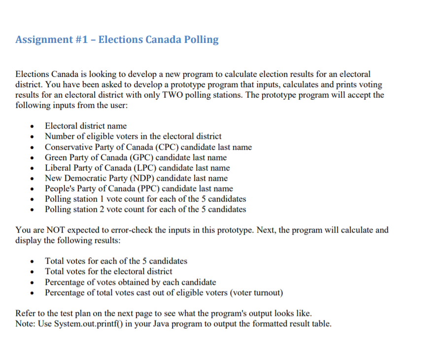 Solved Assignment 1 Elections Canada Polling Elections Chegg Com