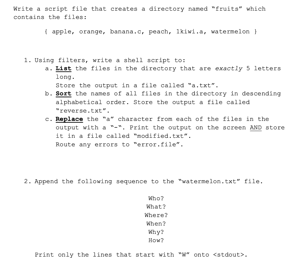 Solved Write A Script File That Creates A Directory Named Chegg Com