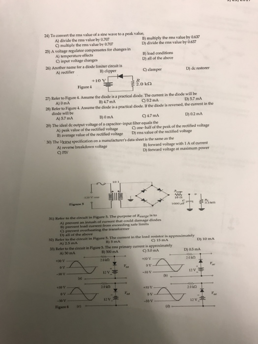 Solved 24) To convert the rms value of a sine wave to a peak