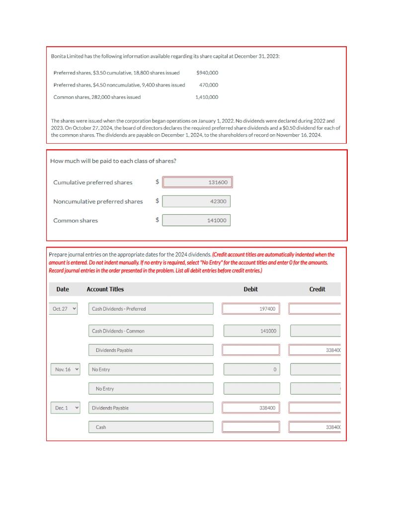 Solved Bonita Limited has the following information