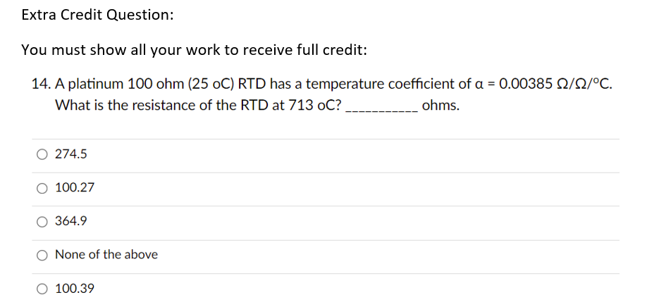 Solved Extra Credit Question: You must show all your work to | Chegg.com