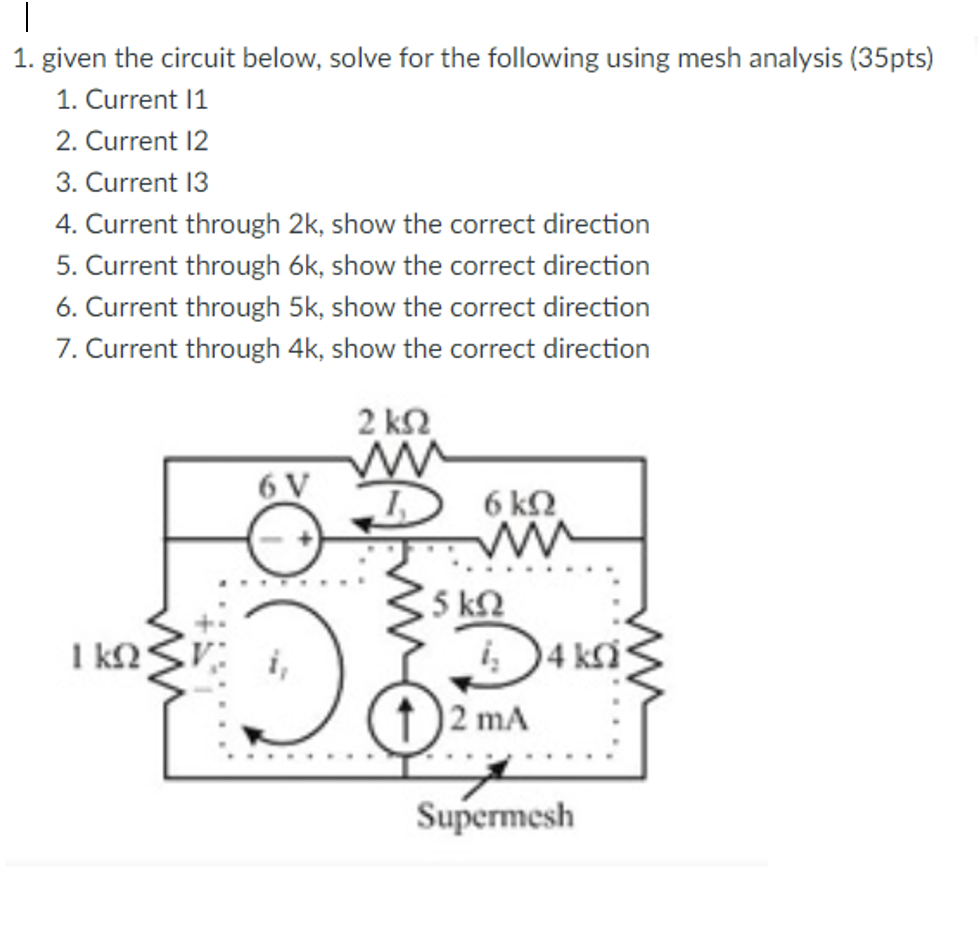 Solved 1. given the circuit below, solve for the following | Chegg.com