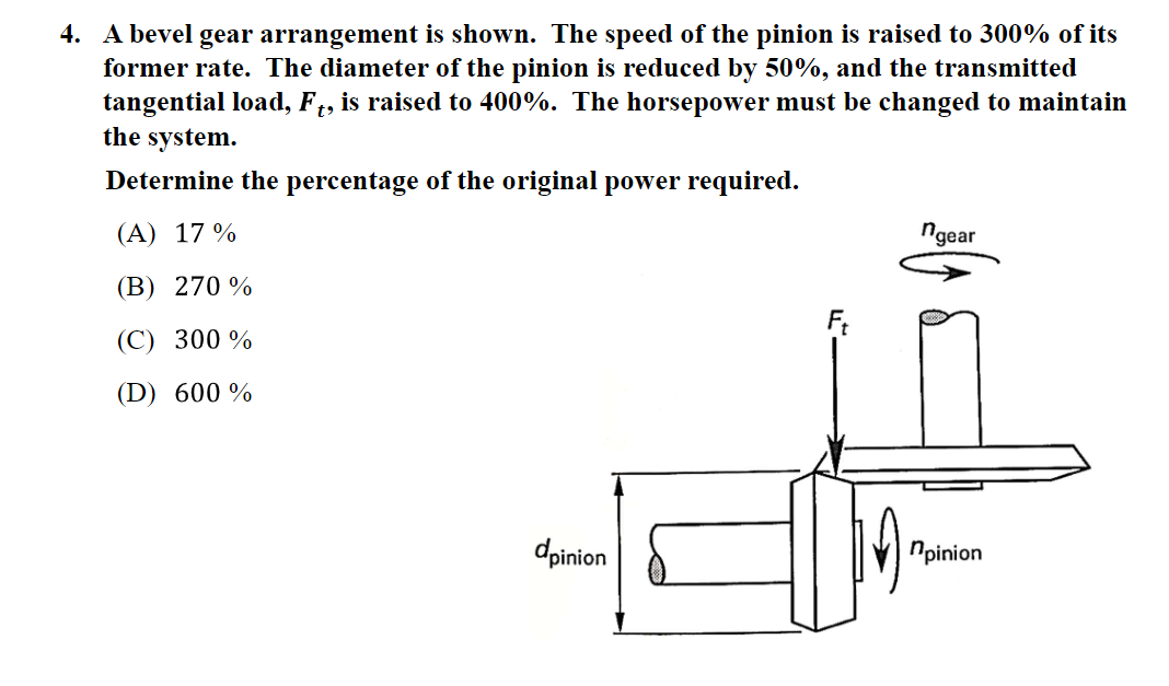 Solved 4. A Bevel Gear Arrangement Is Shown. The Speed Of | Chegg.com