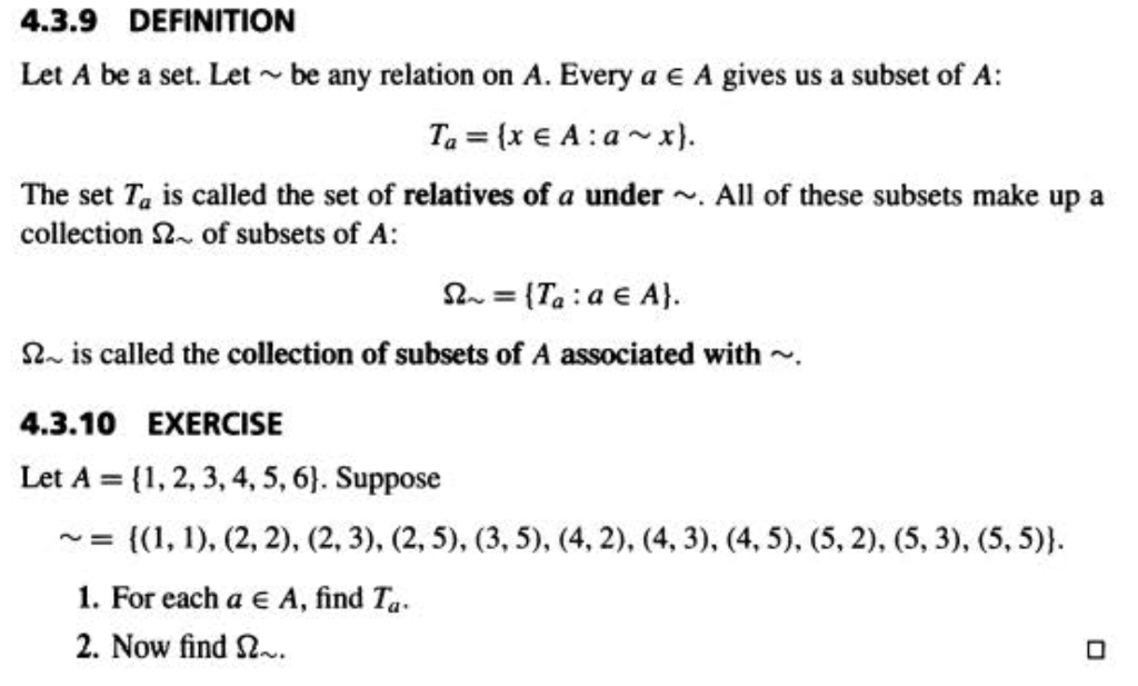 Solved AEA, findt, a 4.3.9 DEFINITION Let A be a set. Let | Chegg.com