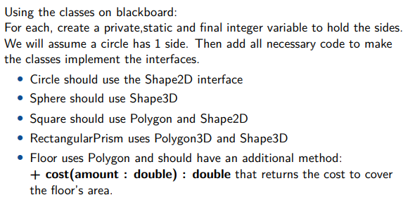 Solved Nrite the following 5 interfaces: Shape + getSides() | Chegg.com