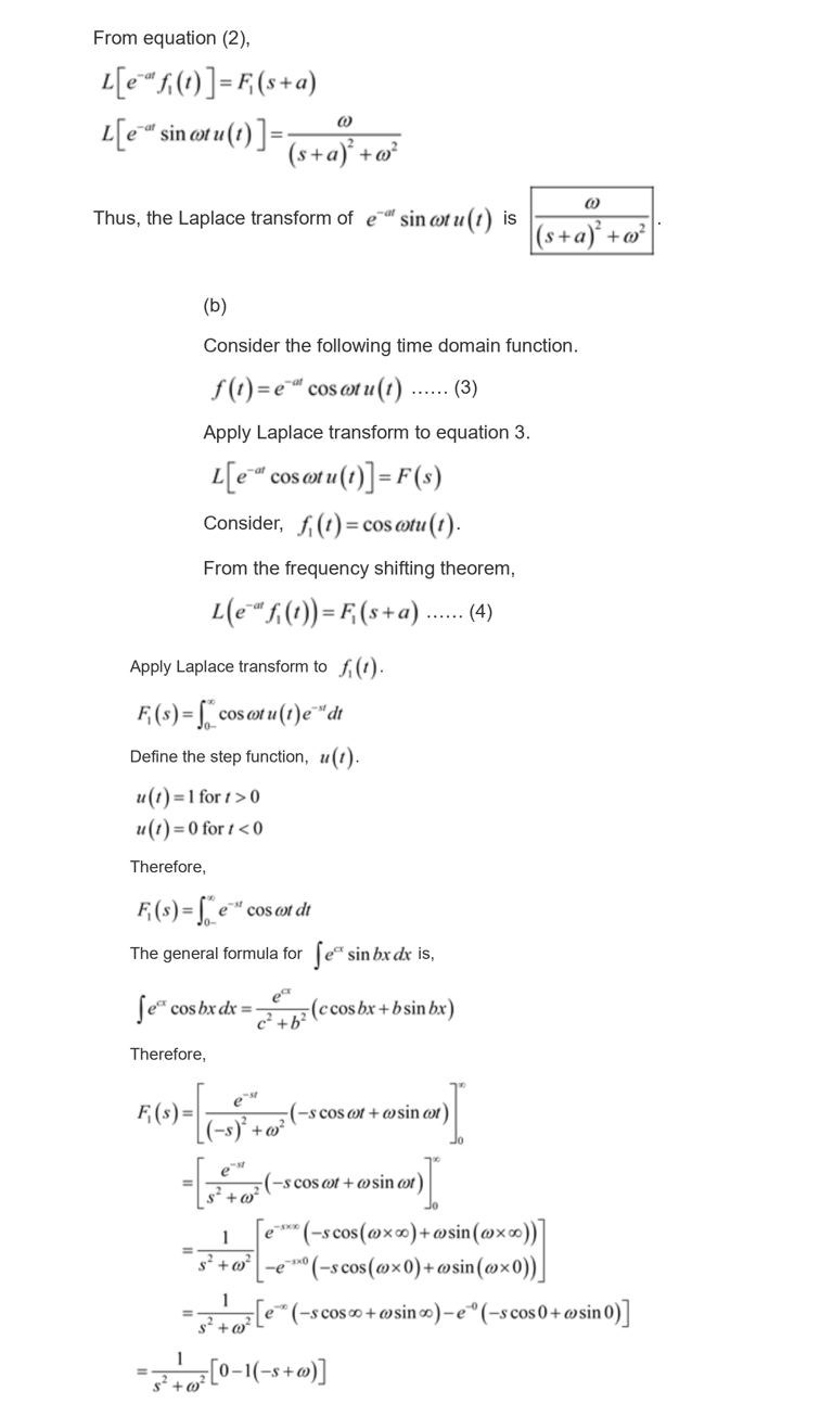 Solved 2) (a) Consider The Following Function F(t)=e