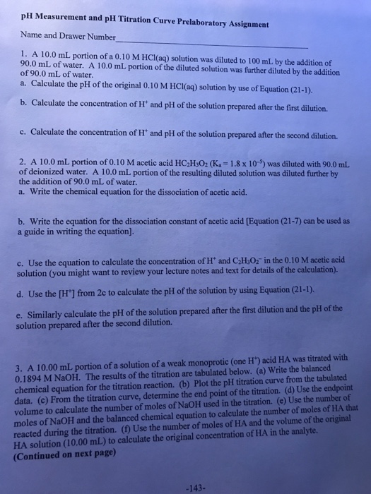 Solved Ph Measurement And Ph Titration Curve Report S vrogue.co