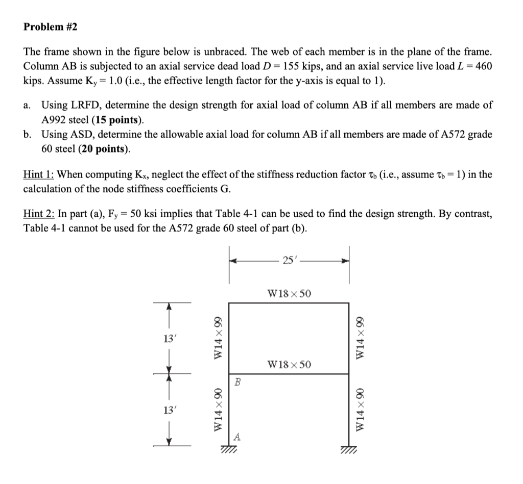 Solved Problem #2 The frame shown in the figure below is | Chegg.com