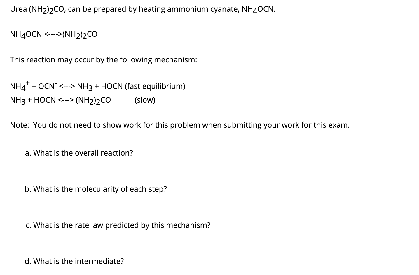 Solved Urea (NH2)2CO, can be prepared by heating ammonium