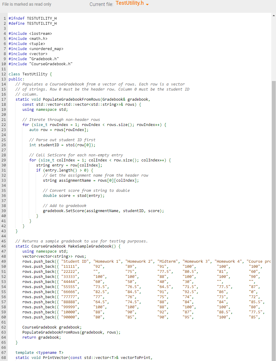 In C++ please!! 6.11.1: LAB: Course gradebook with | Chegg.com