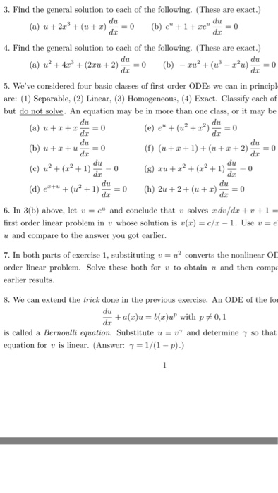 Solved 3. Find The General Solution To Each Of The | Chegg.com