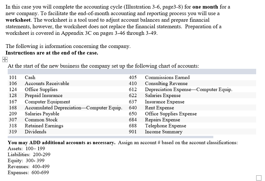 Solved In this case you will complete the accounting cycle | Chegg.com