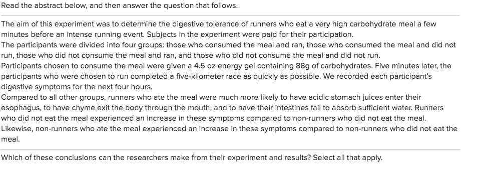 Solved Read the abstract below, and then answer the question | Chegg.com